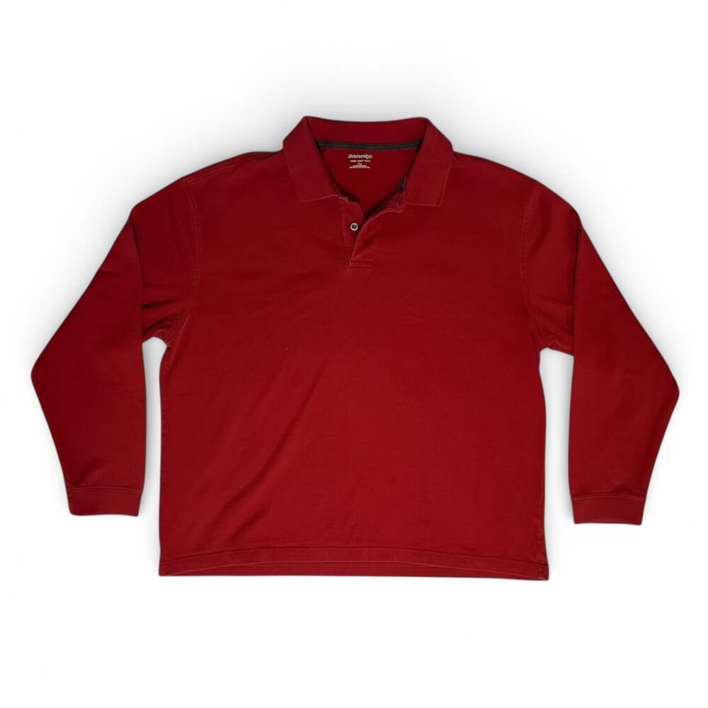 St John's Bay Long Sleeve Polo XXL Red Cotton Shirt